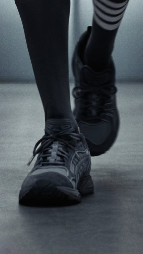 Instagram post by @mayonnaisehong for Thom Browne. Caption reads: … head start … thom browne x ASICS sportstyle....