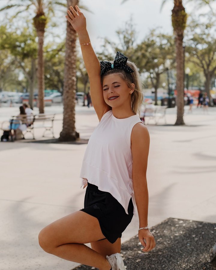 Instagram post by @rubyhardin_ for Varsity Spirit. Caption reads: triple crown kinda weekend👑

Still not over the....