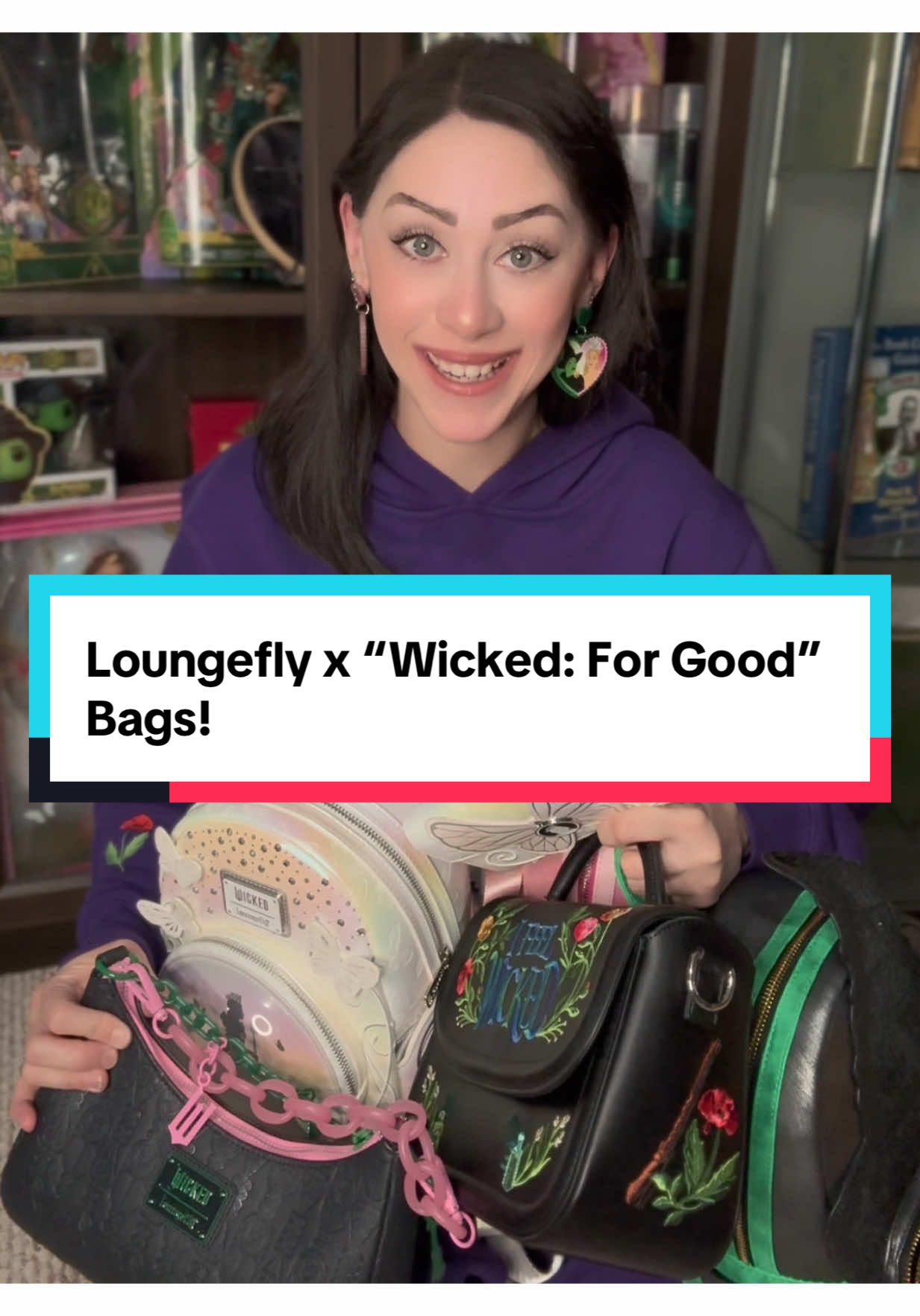 TikTok post by @theozvlog for loungefly. Caption reads: The good folks at @Loungefly were kind enough to....