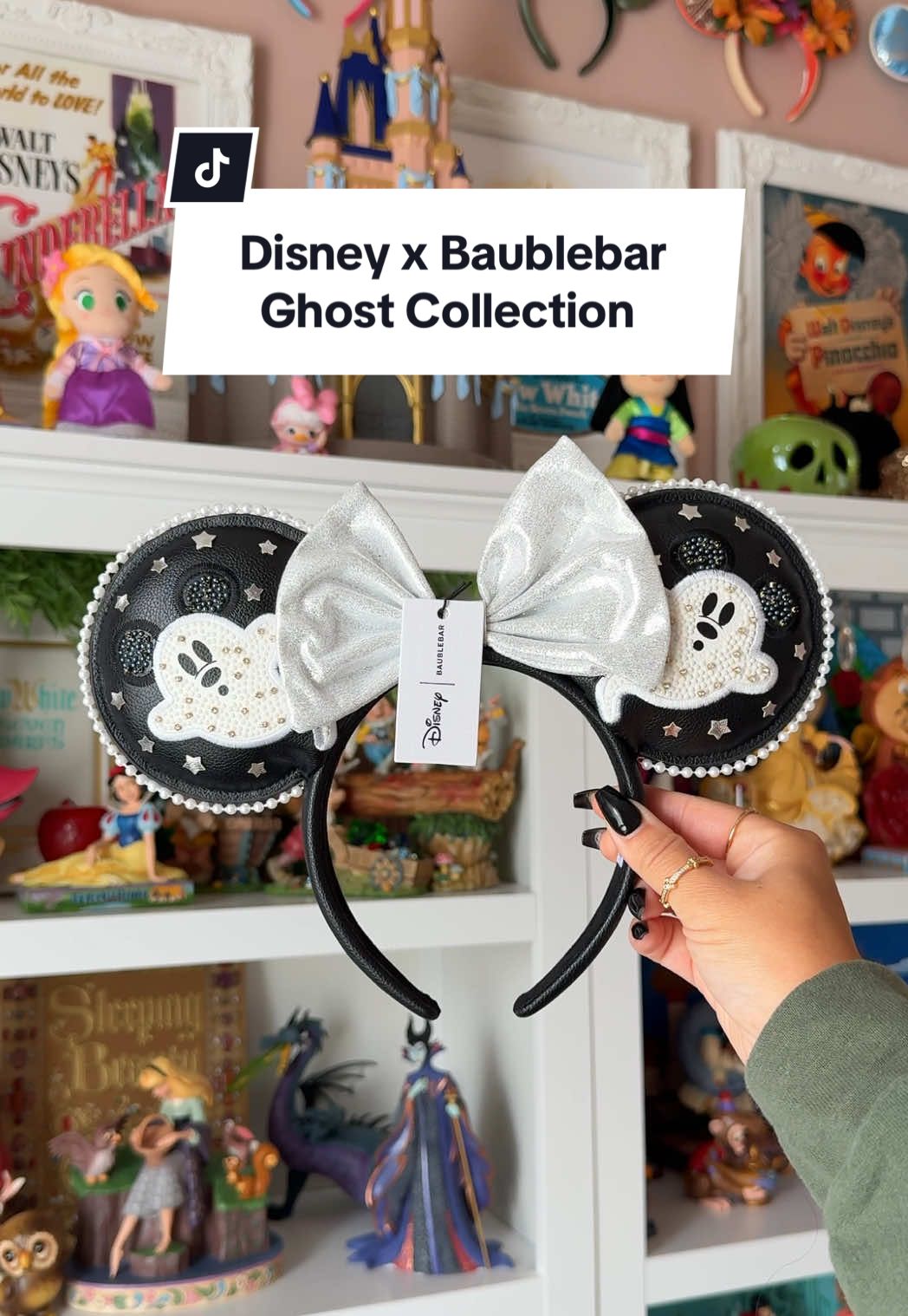 TikTok post by @alishamitchumart for BaubleBar. Caption reads: Boo 👻 This new Disney x Baublebar Ghost....
