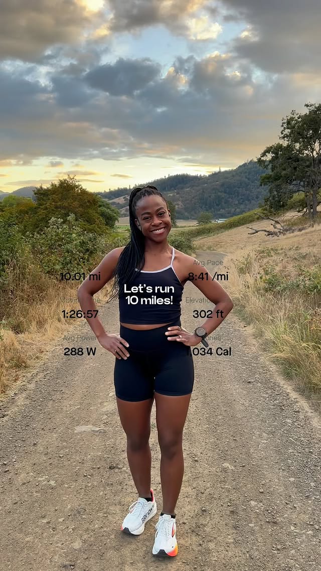 Instagram post by @mlynn_strides for Senita Athletics. Caption reads: The lack of motivation for this 10 miler was truly....