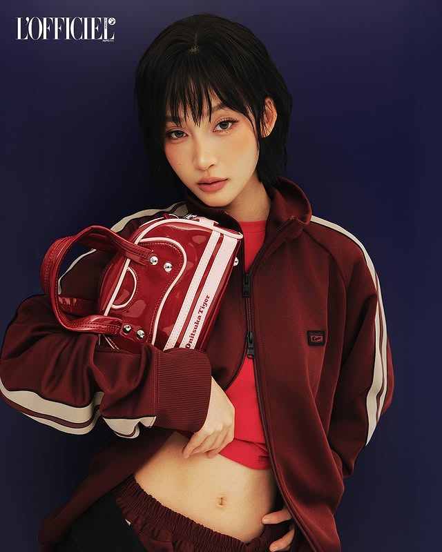 Instagram post by @juky.san for Onitsuka Tiger. Caption reads: Cặp chị em màu mè rực rỡ hội ngộ....