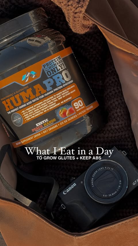 Instagram post by @maarebeaar for HiTechPharma. Caption reads: [...] collagen, protein, & gut repair 🍑....