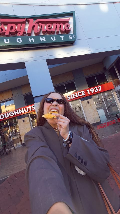 Instagram post by @lancewood.co.za for Krispy Kreme Doughnuts. Caption reads: Delicious🫦Creammy🍦Scrumptious🍩 Chommies, the....