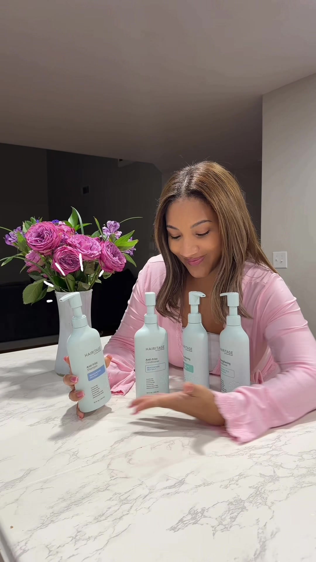 TikTok post by @thebenjaminfam for Hairitage by Mindy. Caption reads: [...] to make sure we prep the hair! @Hairitage by....
