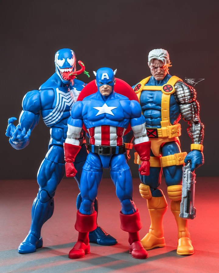 Instagram post by @mrleeee for Hasbro Pulse. Caption reads: “Cable ,Captain America and Venom “
“Figure by....
