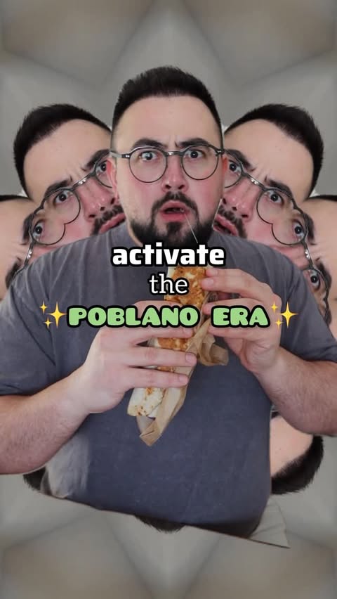 Instagram post by @lukefranchina for Taco Bell. Caption reads: [...] your Poblano Era while it lasts 🫑💚....