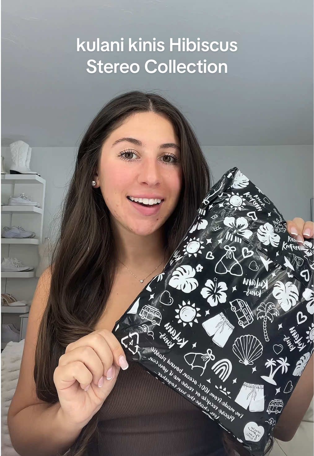 TikTok post by @allisonvallerand for Kulani Kinis. Caption reads: [...] hawaii inspired 🌴🍍🌈 @Kulani Kinis 🌺....