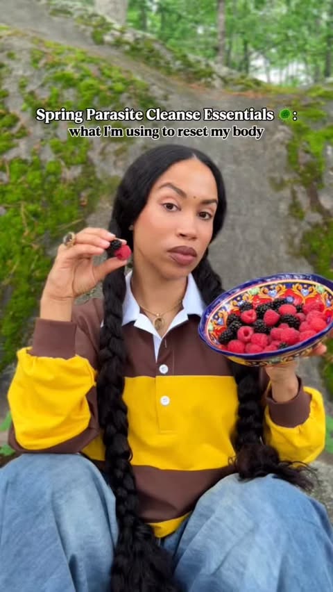 Instagram post by @amourhairvideos for Anima Mundi Herbals. Caption reads: comment “cleanse” for link to the parasite cleanse....