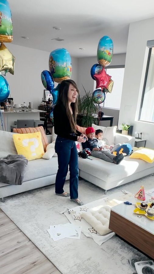 Instagram post by @missgandakris for Party City. Caption reads: I had the honor of hosting a virtual #marioparty....