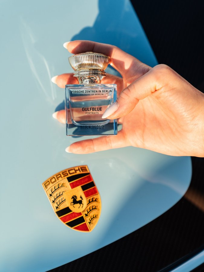 Instagram post by @phil_birkholz for Birkholz Perfume Manufacture. Caption reads: Throwback to our amazing collaboration of Porsche....