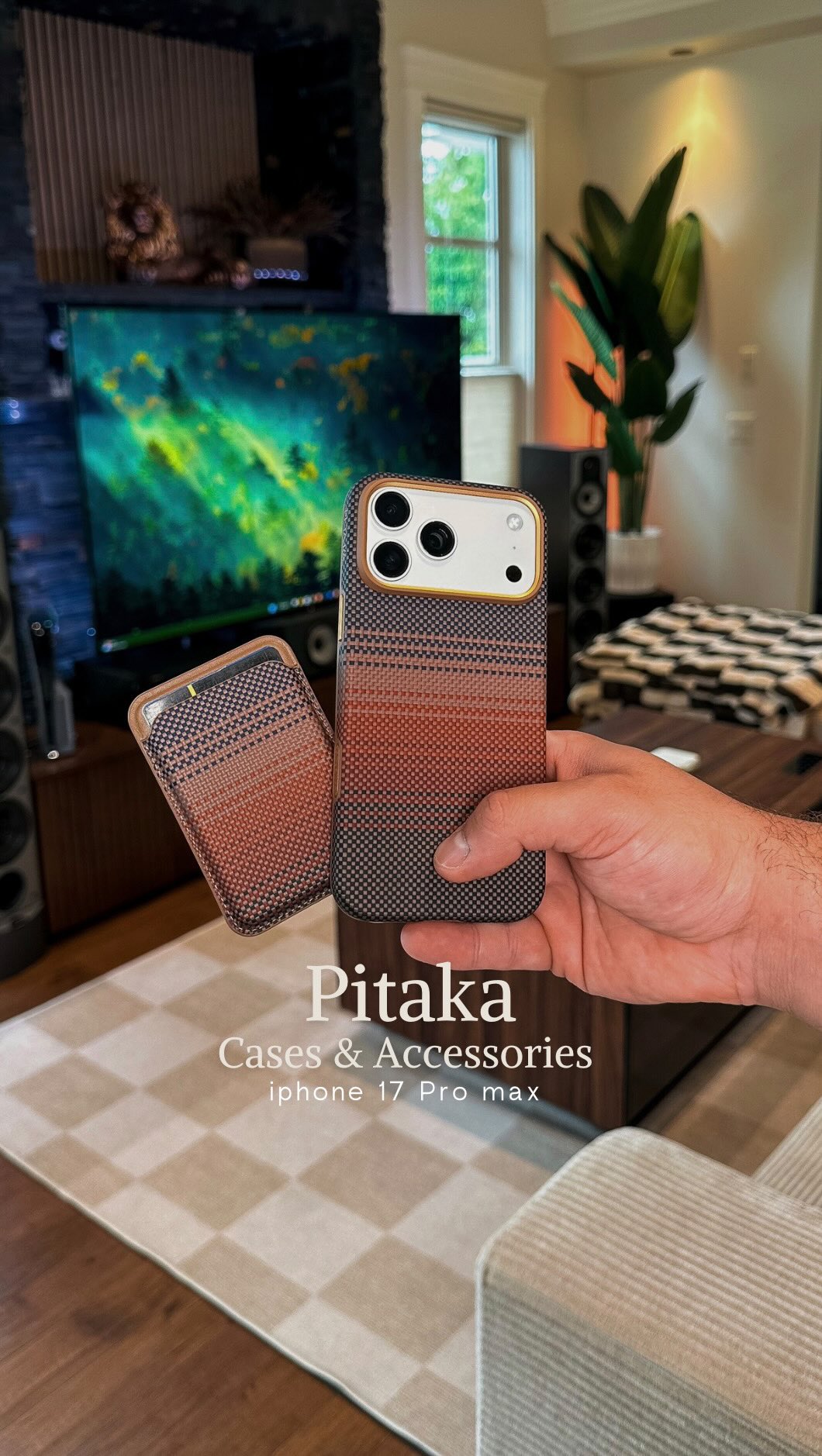 Instagram post by @dadrianca for PITAKA. Caption reads: iPhone 16 Pro Max Cases & Accessories!....