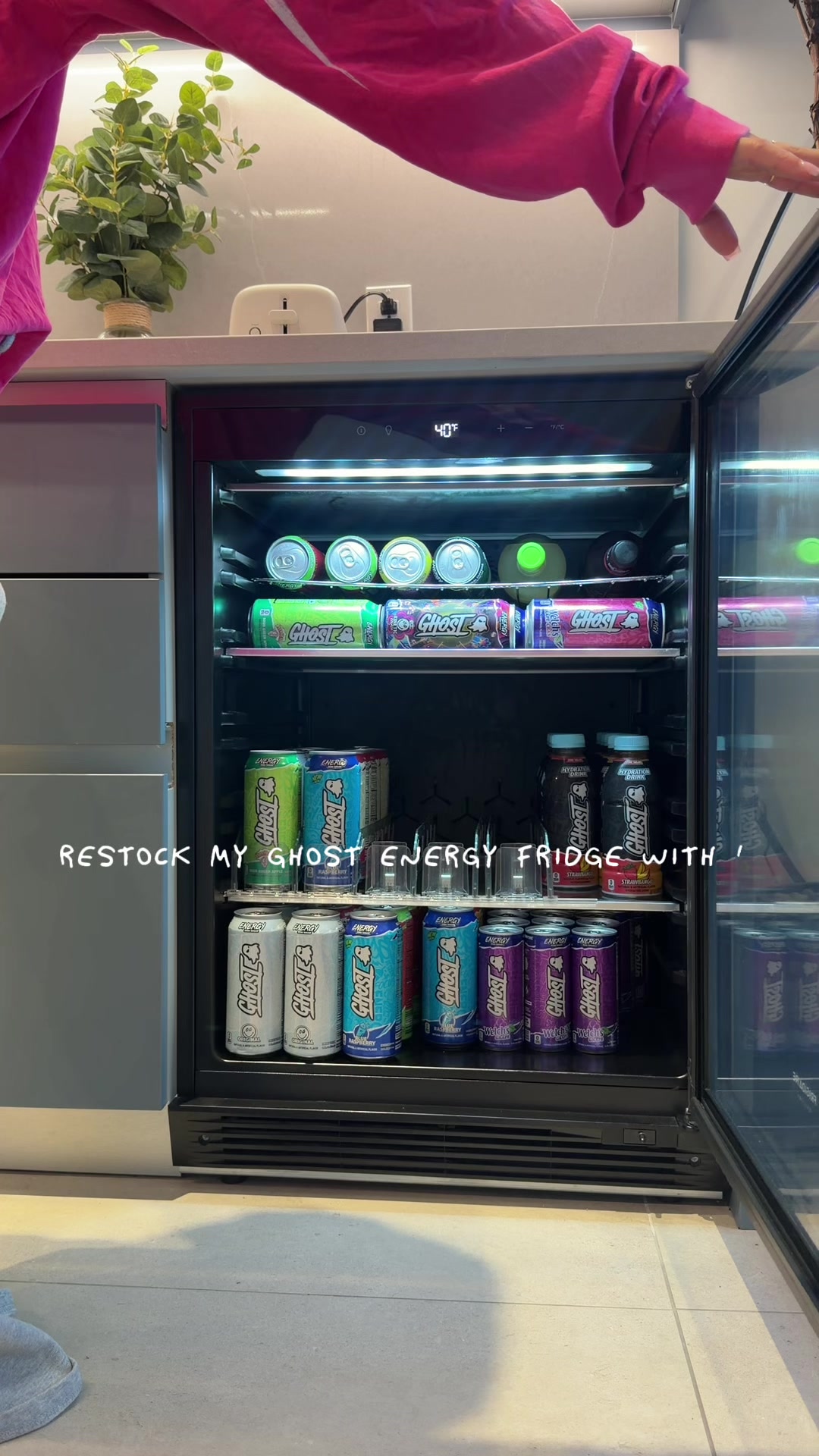 TikTok post by @musclemamiyamii for GHOST® Energy. Caption reads: Restock with me @GHOST LIFESTYLE @GHOST® Energy....
