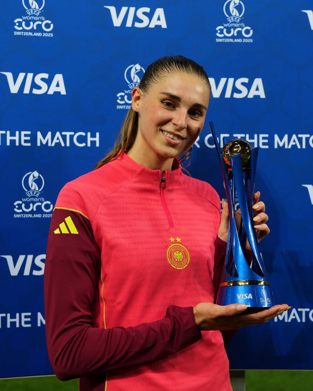 Instagram post by @weuro2025 for Visa. Caption reads: A special performance from Jule Brand 🌟

Goal....