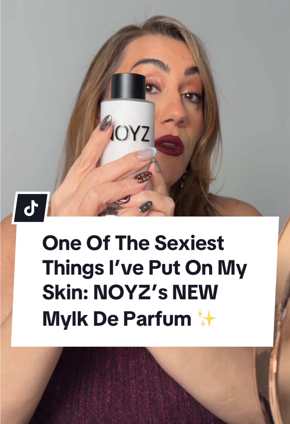 TikTok post by @thelipsticklesbians for NOYZ. Caption reads: #NOYZpartner @noyzfragrance wants to get you [...].