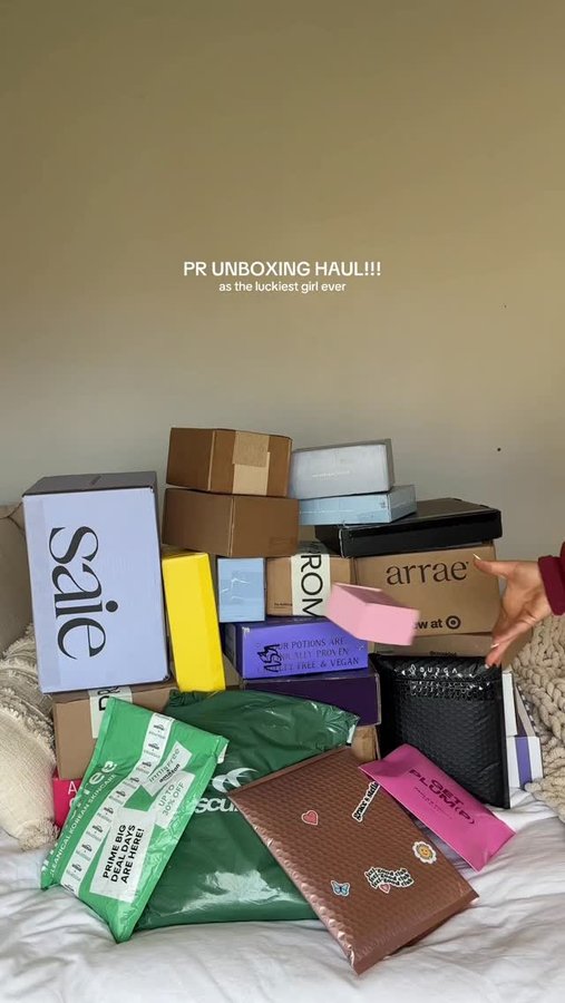 Instagram post by @miahowerton for Paulas Choice. Caption reads: hugeee pr haul!! i truly mean it when i say i am....