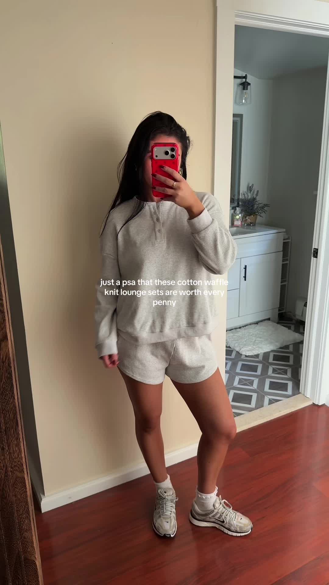 TikTok post by @watchingjess for AnotherChill. Caption reads: [...] #cottonloungewear #cuteloungeset....