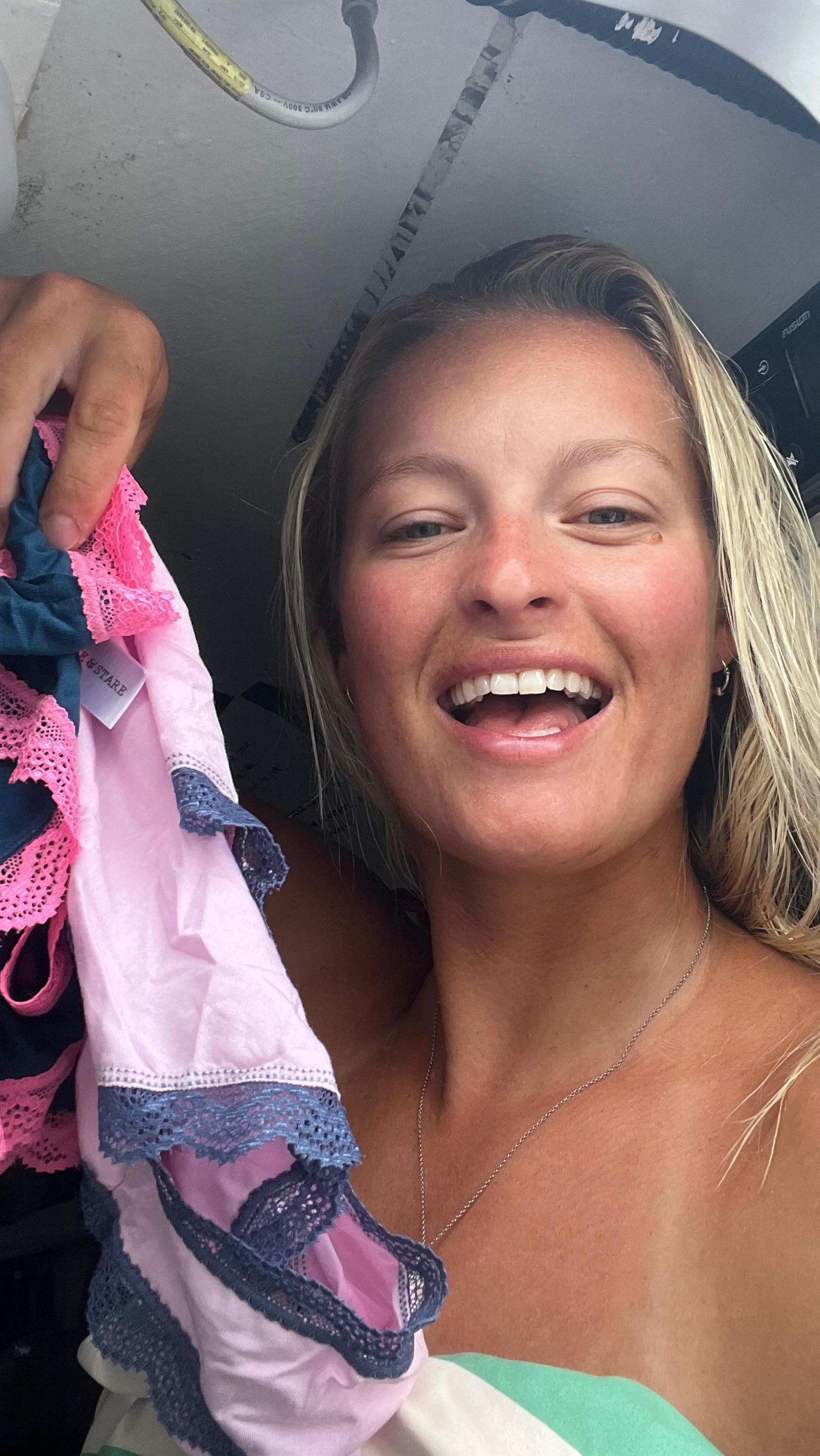 Instagram post by @seastheday2022 for Stripe & Stare. Caption reads: Our knickers save the day!

Once again 😆

Who....