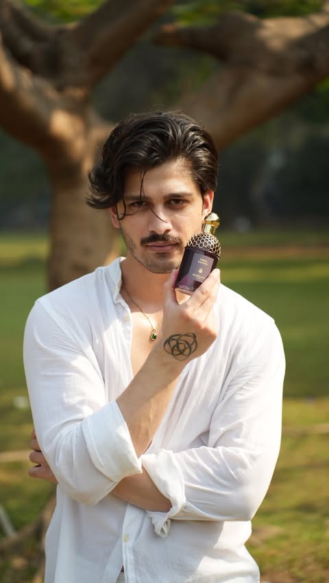 Instagram post by @akshanshgeorge for SSBeauty by Shoppers Stop. Caption reads: My new @guerlain Tabac Sahara: a tangy, gourmand,....