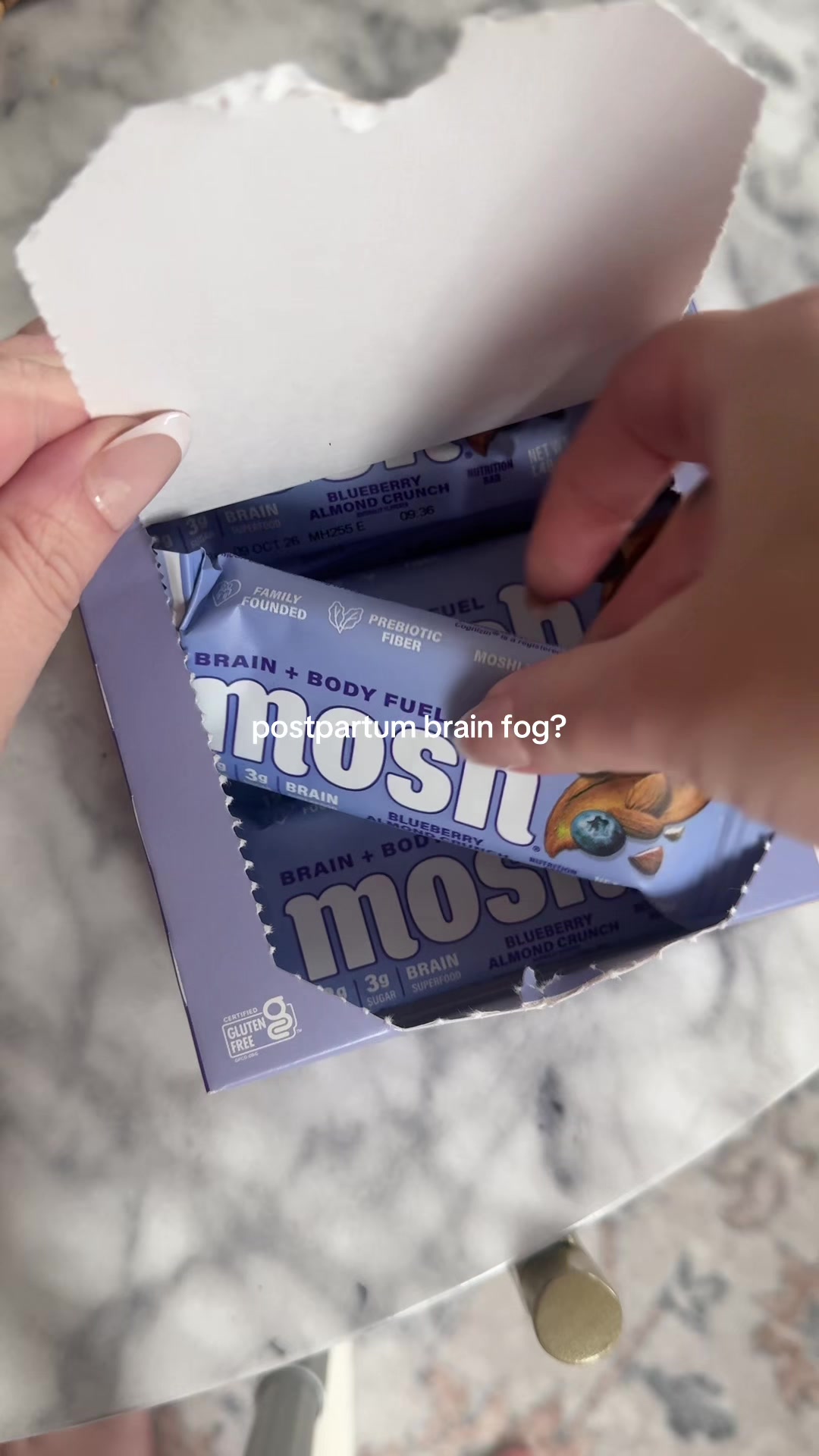 TikTok post by @mel_in_the_moment for MOSH. Caption reads: These bars are my daily go-to 💕 @Mosh.