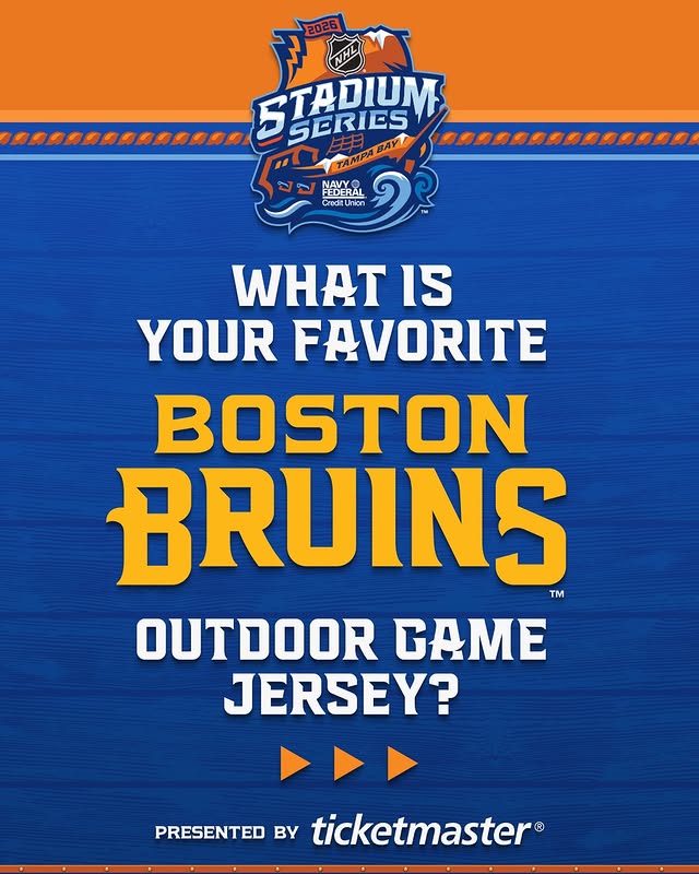 Instagram post by @nhlhistory for Ticketmaster. Caption reads: [...] their outdoor games. 🐻 Presented by....