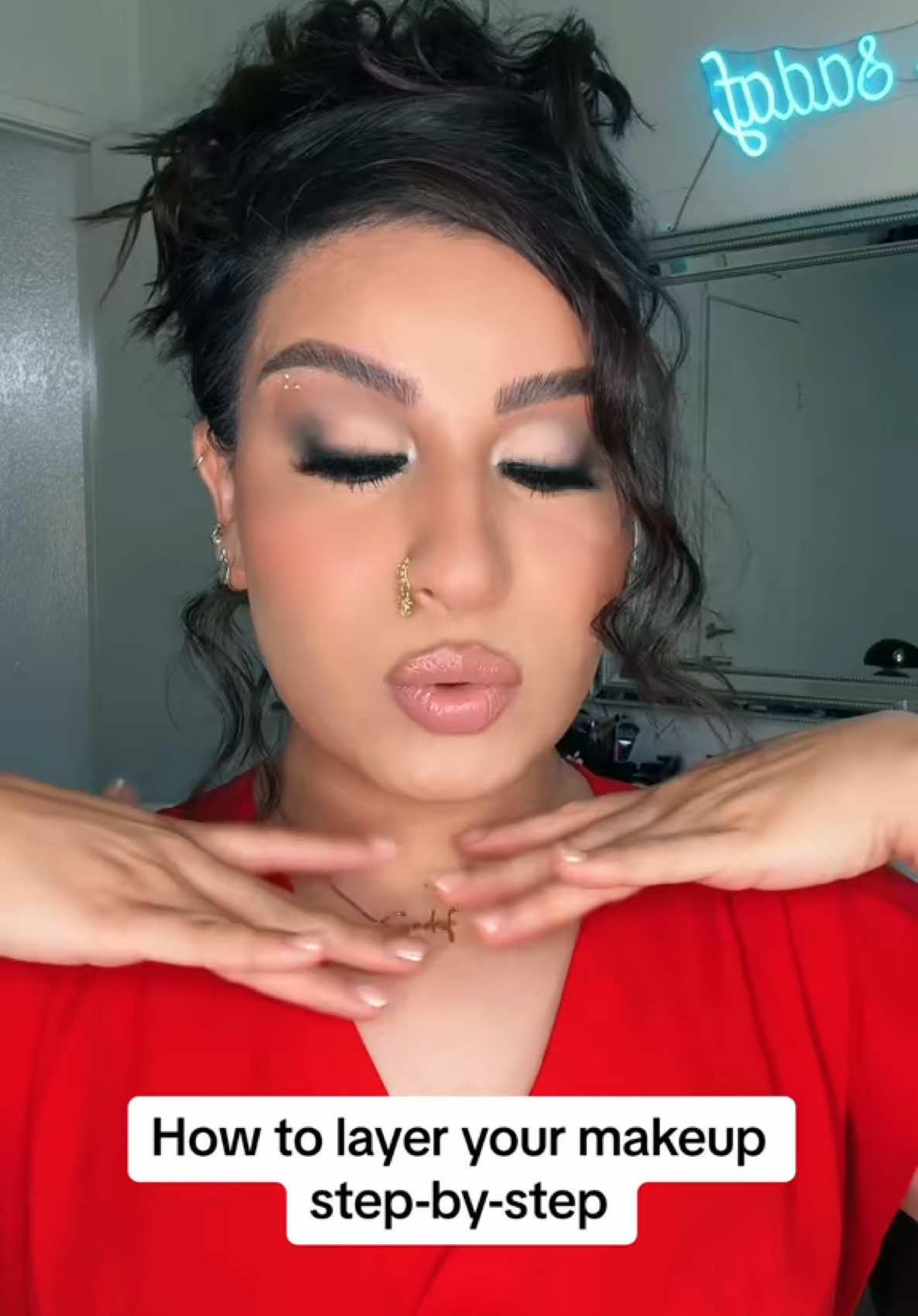 TikTok post by @get_glam_with_sadaf for Patrick Ta. Caption reads: [...] @The Estée Lauder Store @Patrick Ta Beauty....
