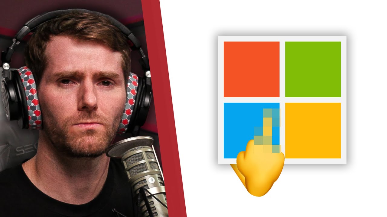 YouTube post by @LMGClips for Dbrand. Caption reads: Windows 11 Just Got Even Worse.