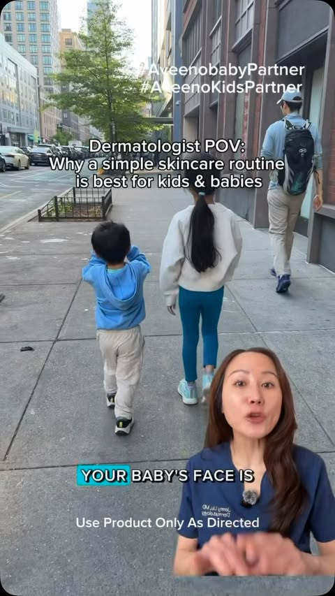 Instagram post by @derm.talk for AVEENO Baby. Caption reads: #AveenoBabyPartner As a derm and a mom, the best....