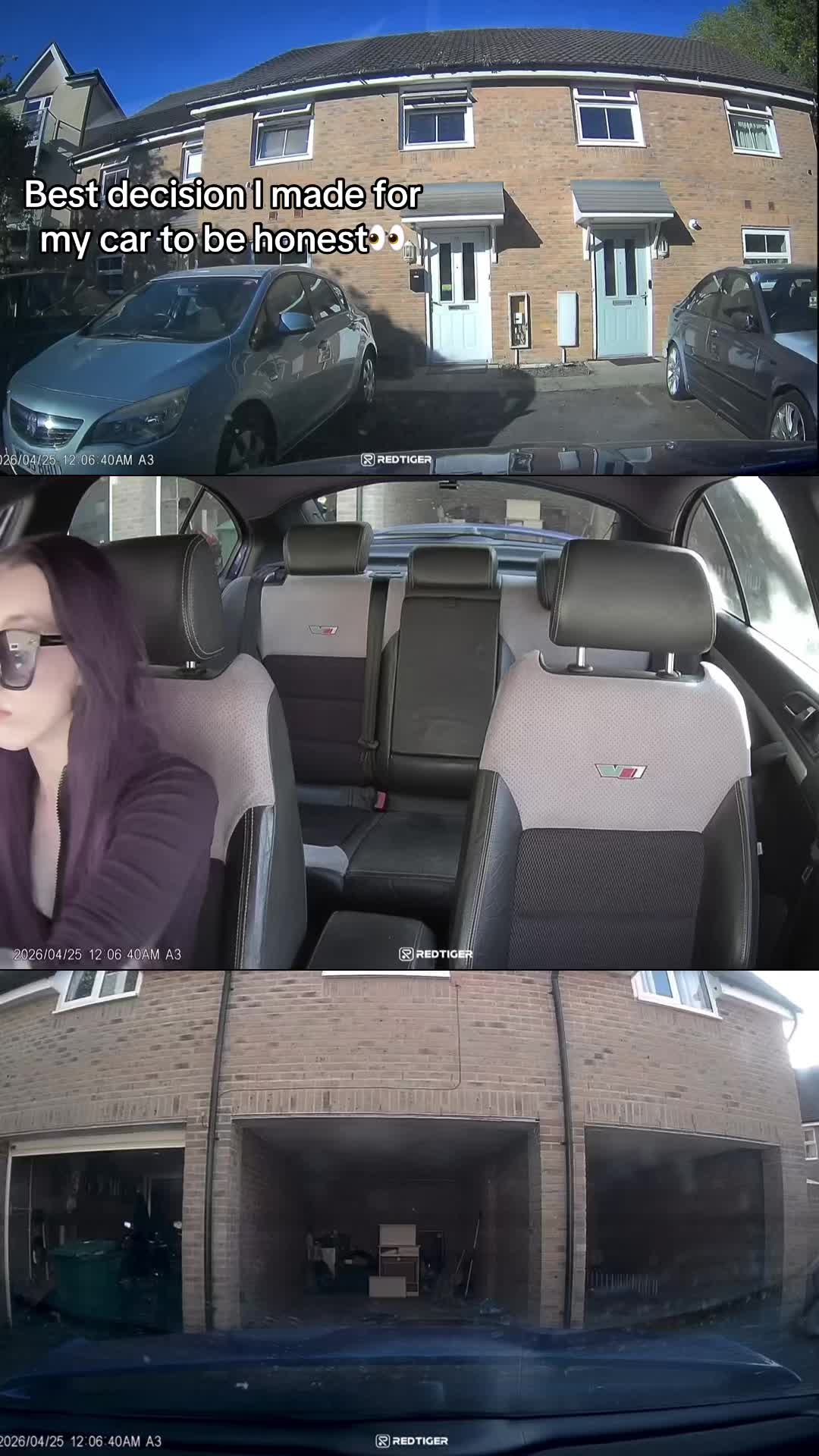 TikTok post by @lillie.gardner for REDTIGER. Caption reads: @REDTIGER love it!! #dashcam #skoda #redtiger.