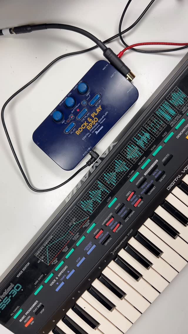 Instagram post by @amuletsmusic for Reverb. Caption reads: I love old weird gear like the Yamaha VSS-30 and....