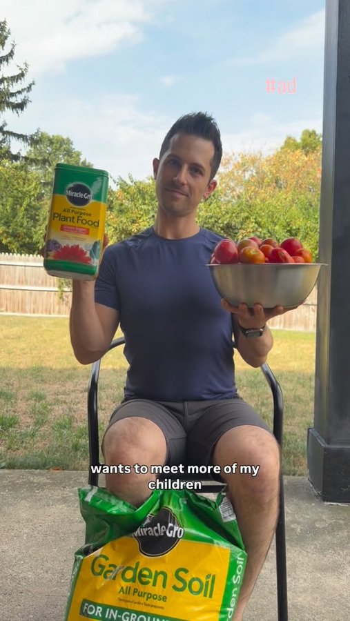 Instagram post by @sidneyandg for Miracle-Gro. Caption reads: My garden is like my child; it’s three years old....