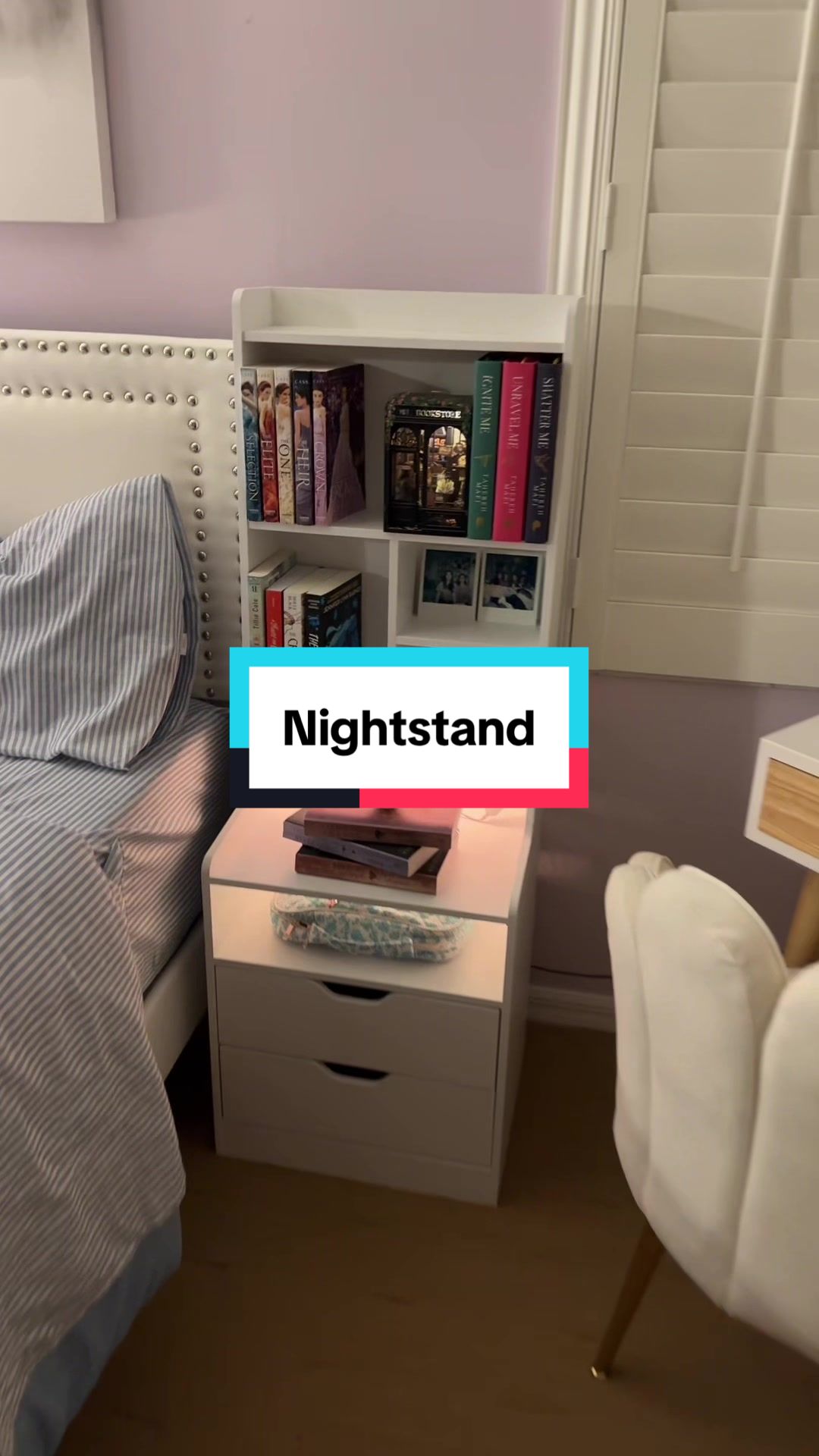 TikTok post by @ashleyroseinbloom for Sikaic. Caption reads: @Sikaic Furniture US #bookshelfnightstand [...].