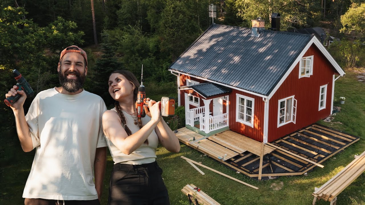 YouTube post by @OskartheExplorer for Soundstripe. Caption reads: Wir bauen eine Terrasse für unser Schwedenhaus....
