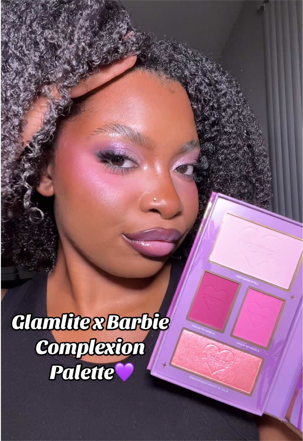 TikTok post by @ashleecookk for Glamlite Cosmetics. Caption reads: Glamlite x Barbie Malibu Memories Complexion....