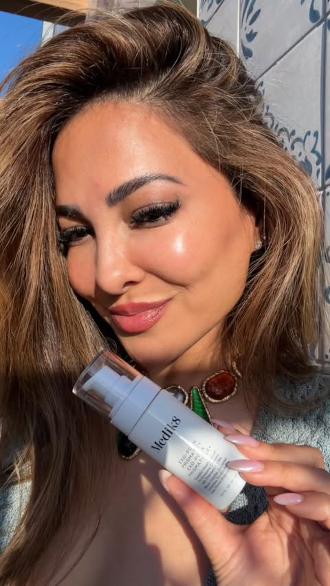 Instagram post by @linanoory for Medik8. Caption reads: [...] me, even when I’m traveling ✨ #skincare....