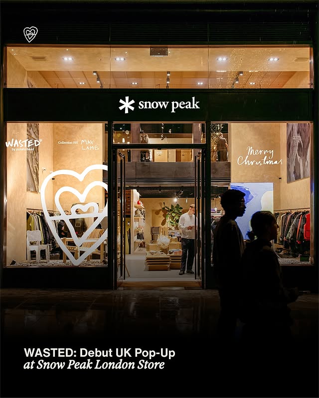 Instagram post by @wastedbypotatohead for Snow Peak. Caption reads: Wasted by Potato Head made its UK debut at Snow....