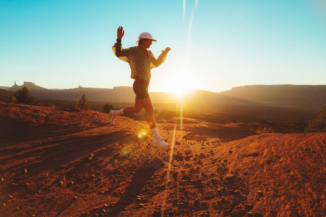 Instagram post by @theslimcede for Merrell. Caption reads: [...] in Moab (featuring the Moab!) with @merrell....