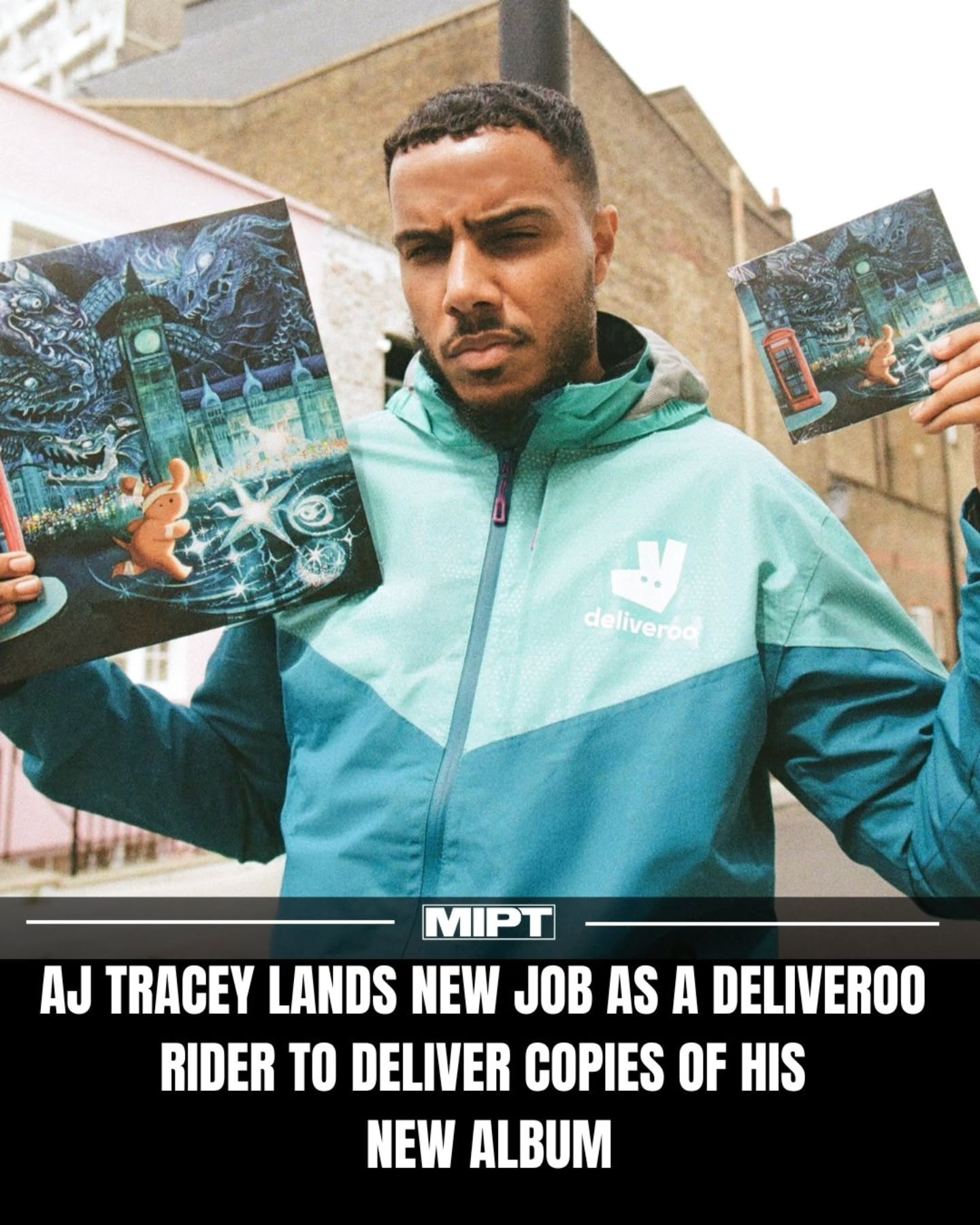 Instagram post by @madeinpoortaste for Deliveroo. Caption reads: British artist @ajtracey has teamed up with....