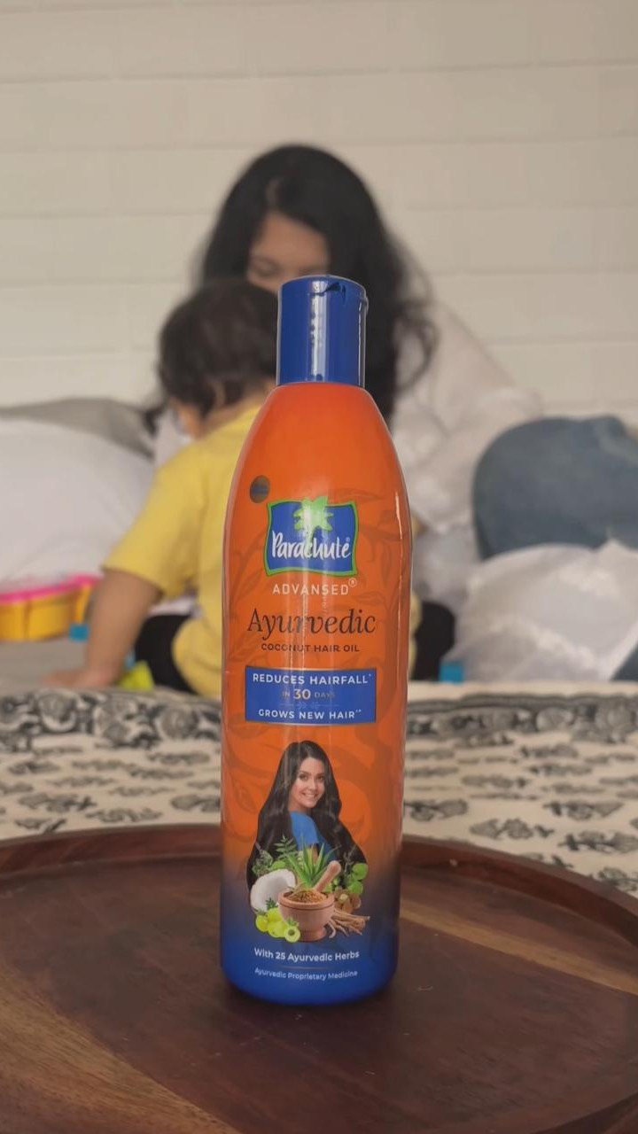 Instagram post by @rimideka29 for Parachute Advansed. Caption reads: After becoming a mom, sleepless nights were....