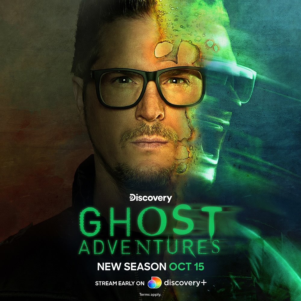 Instagram post by @realzakbagans for discoveryplus. Caption reads: ANNOUNCEMENT: BRAND-NEW SEASON OF GHOST ADVENTURES....