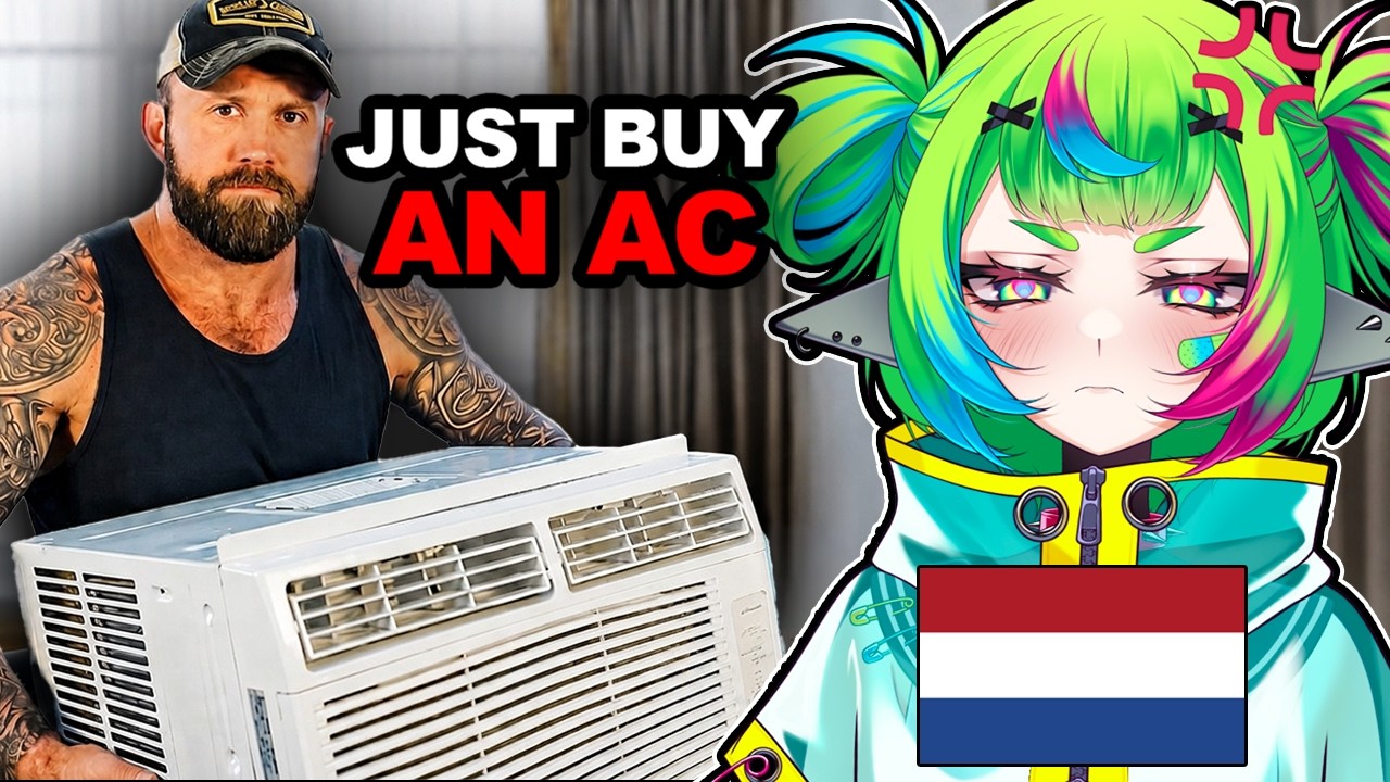 YouTube post by @BriarVT for Throne. Caption reads: European reacts to Air Conditioning | The Fat....