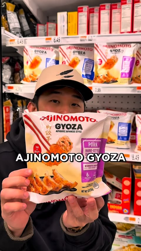 Instagram post by @checkoutvick for Ajinomoto. Caption reads: Trying Japan’s No. 1 Gyoza by @ajinomotous #find....