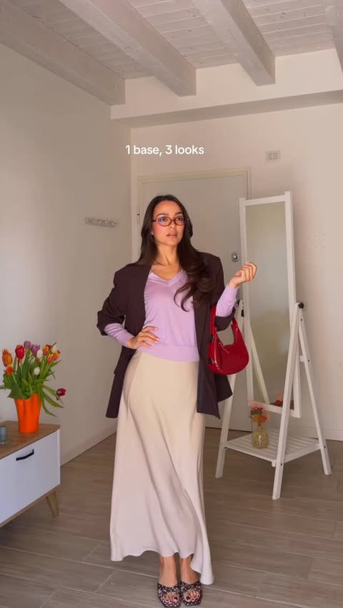 Instagram post by @saradegirlie for Falconeri. Caption reads: low effort (prime quality) outfits with....
