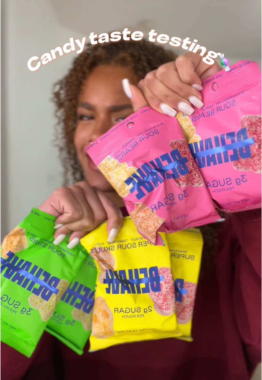 TikTok post by @1zzies for BEHAVE. Caption reads: Update: I finished 2 bags that same night, & had....