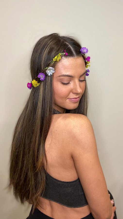 Instagram post by @miasantiagohair for UrbanStems. Caption reads: So excited to have partnered with @urbanstems to....