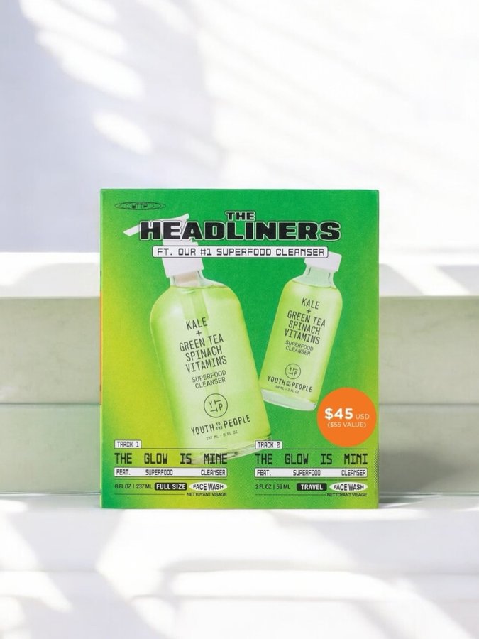 Instagram post by @glowdaily__ for Youth To The People. Caption reads: 🌨️ This holiday season, give yourself (or a loved....