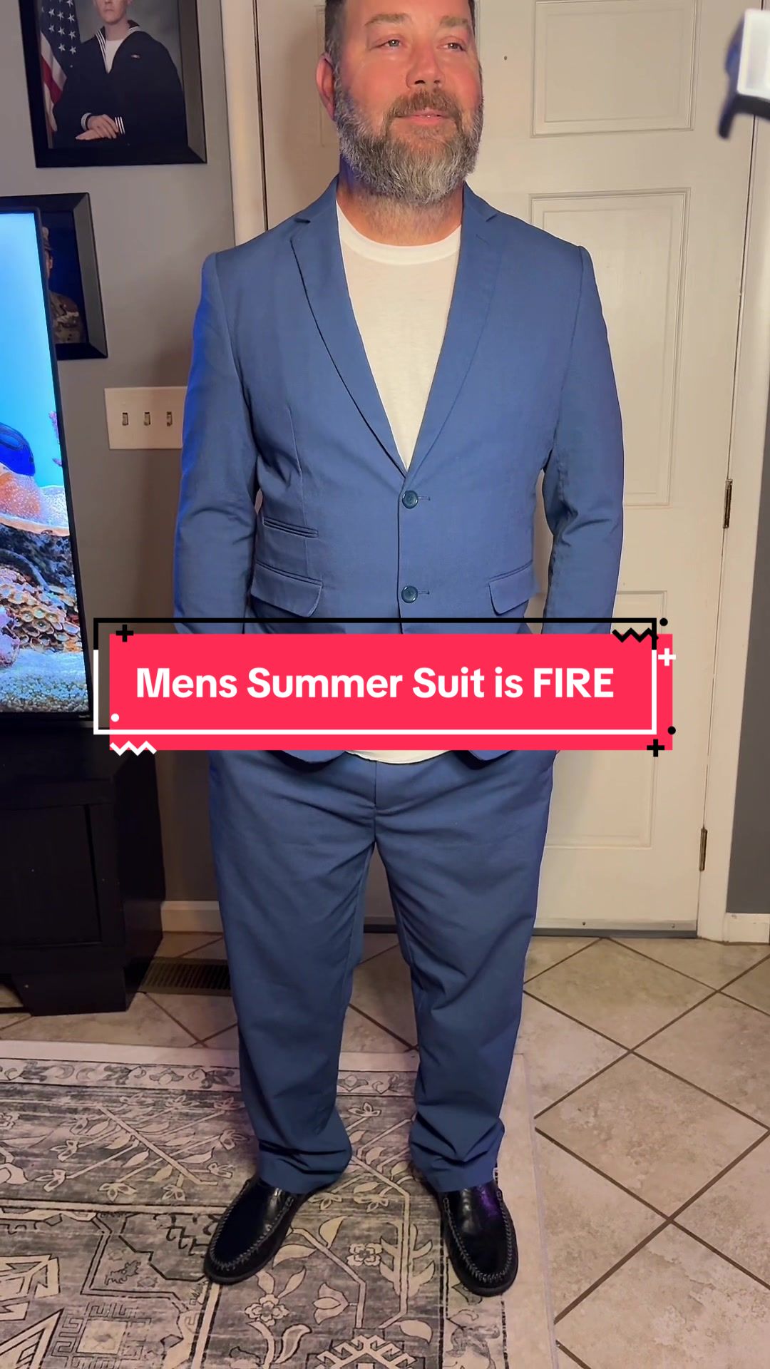 TikTok post by @nonniewiththeshorthair for COOFANDY. Caption reads: [...] comfortable in this summer suit from....