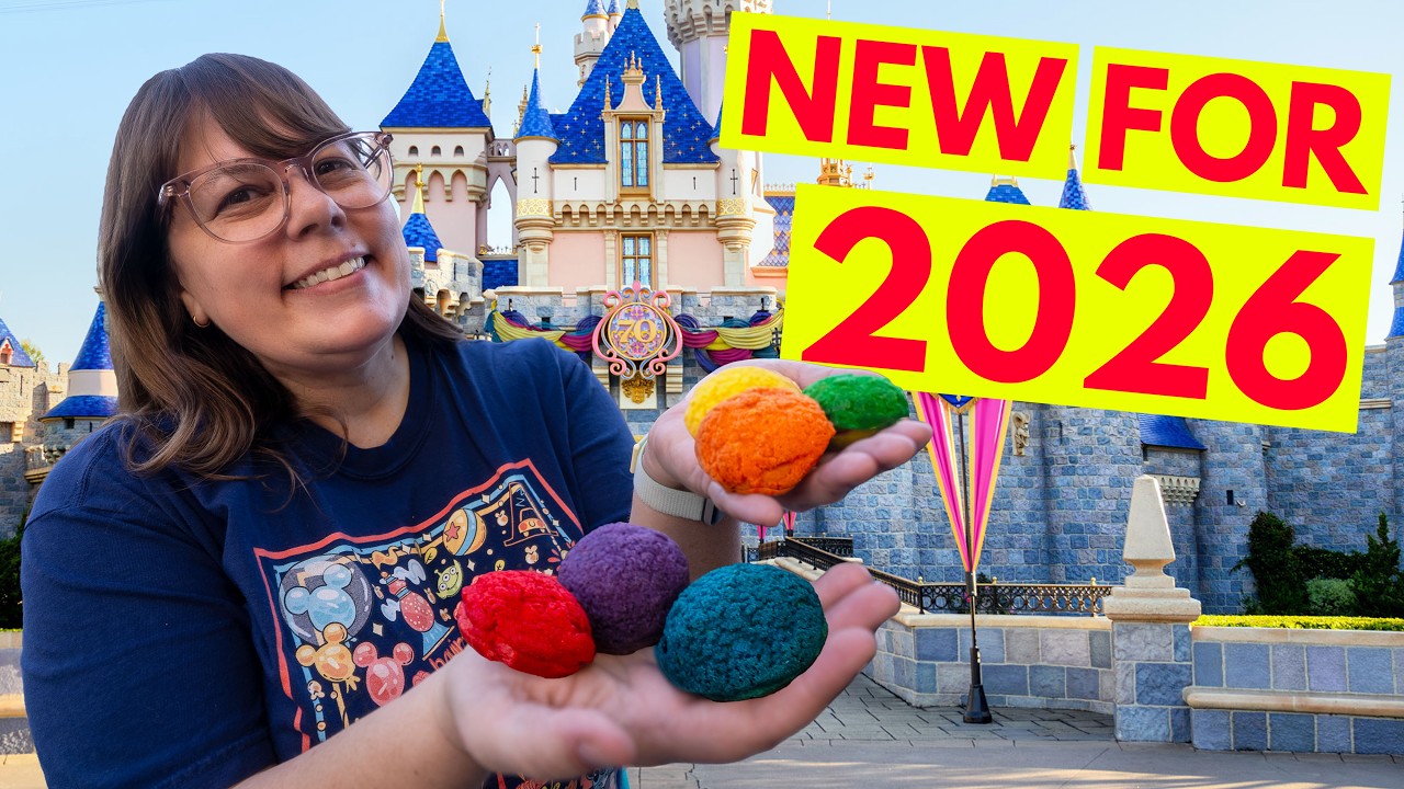 YouTube post by @OrdinaryAdventures for Whatnot. Caption reads: Trying Disneyland's NEW Food | Worth It or Skip....