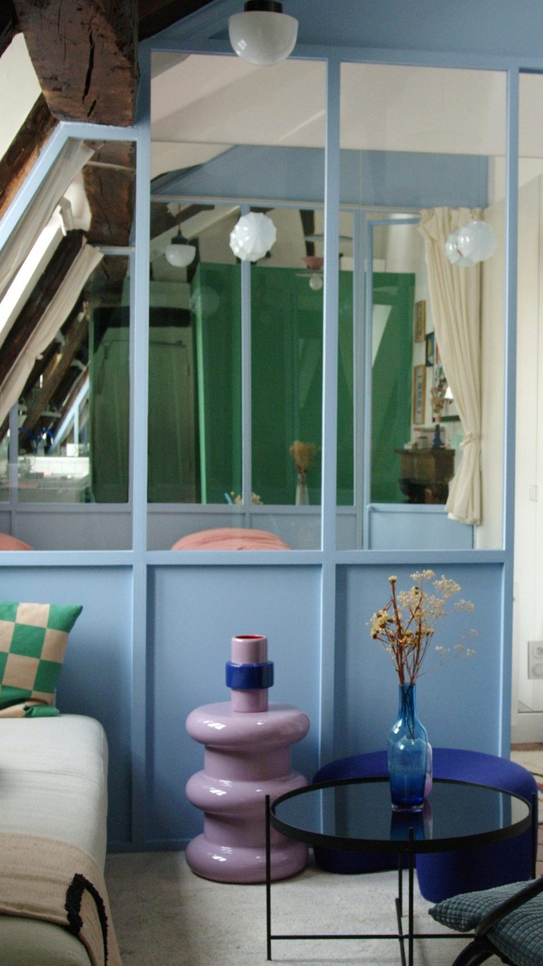 Instagram post by @matthieuvergote for Apartment Therapy. Caption reads: @ekhibusquet & @matthieuvergote's small Paris....