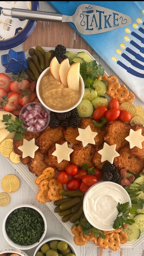 Instagram post by @charcuterie_n_things for Trader Joe's. Caption reads: You know I didn’t make these latkes, but can we....